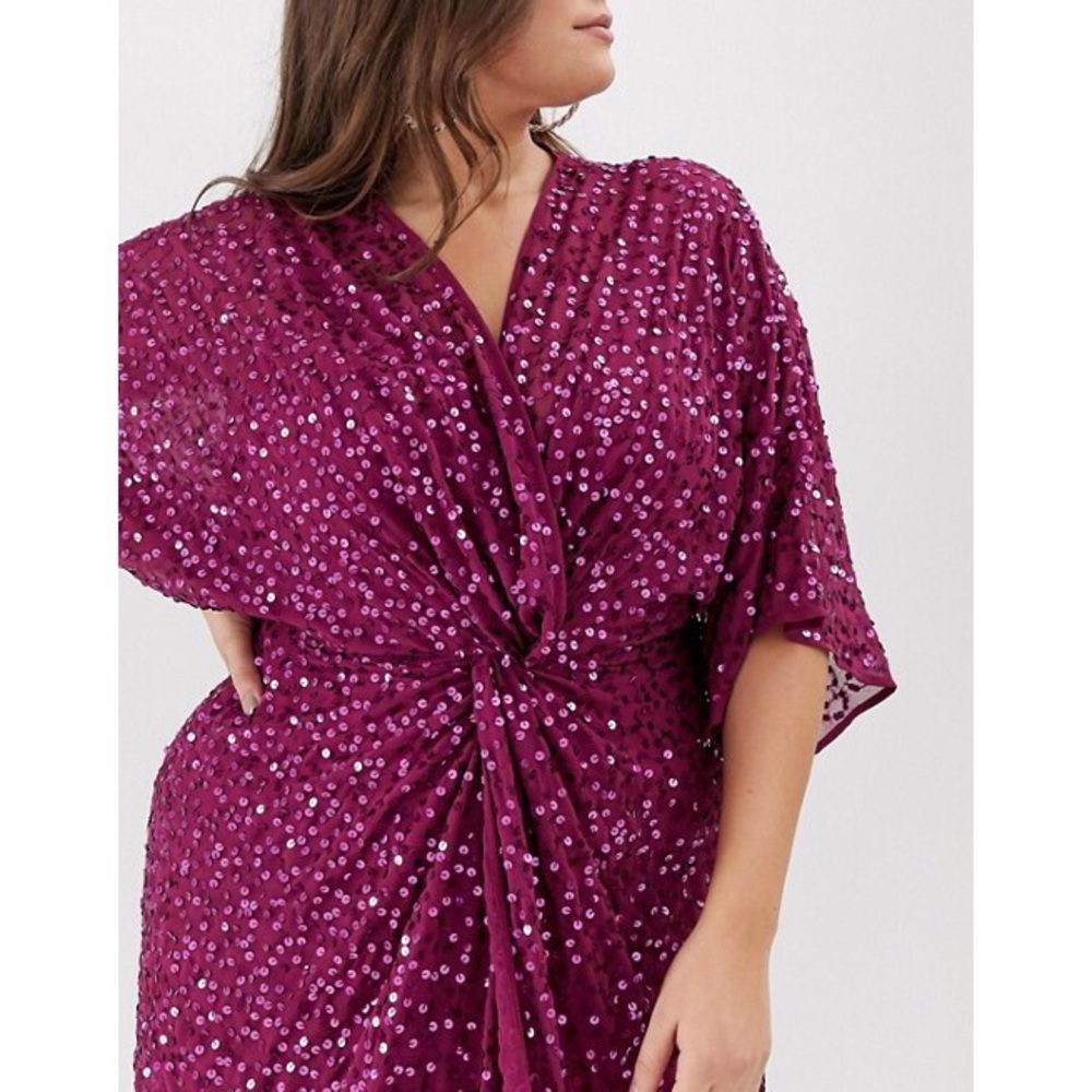 Purple ASOS Design Sequin Kimono Mini Dress 6